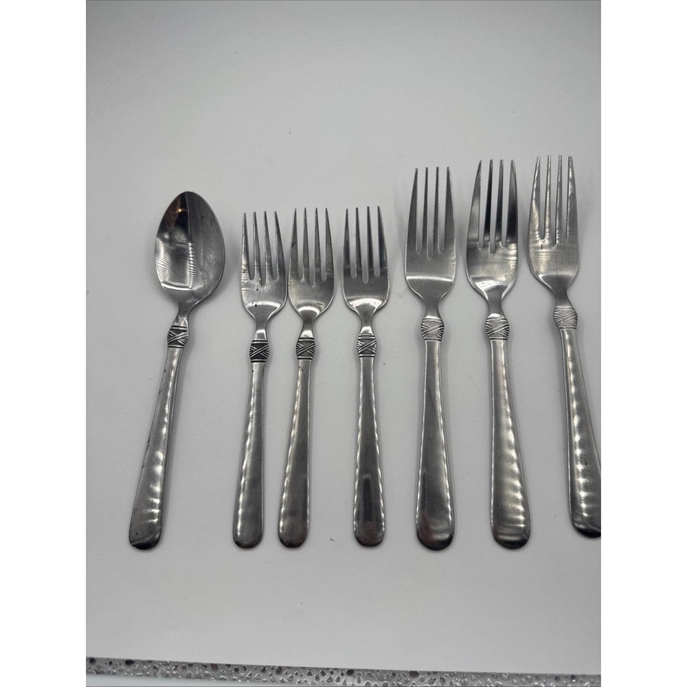 Cambridge Stainless‎ Steel Flatware Hallie Fork Spoon Lot Of 7